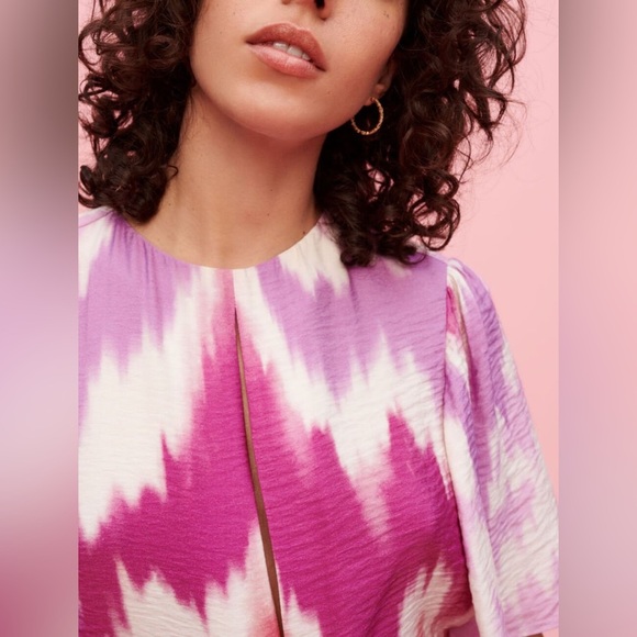 Maje Asymmetrical Tie-Dye Scarf Dress – Pink | Size 34/XS - Picture 5 of 7